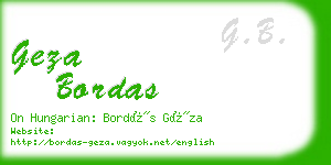 geza bordas business card